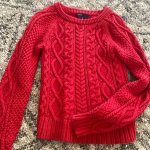 Gap red cable knit classic crew sweater (8)
